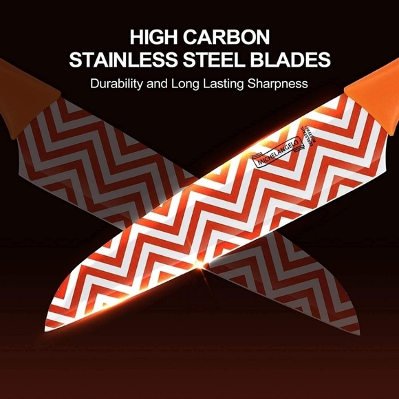 🔹MICHELANGELO Kitchen Knife Set, 10 Piece Nonstick Colored Coating sharp knives - Picture 6 of 7